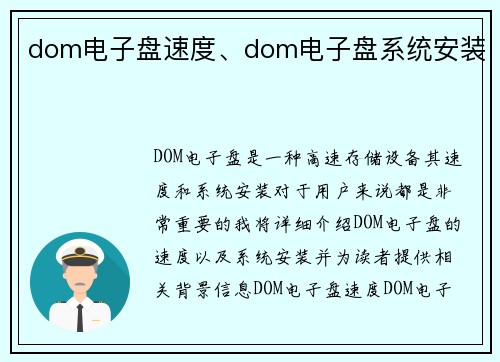 dom电子盘速度、dom电子盘系统安装